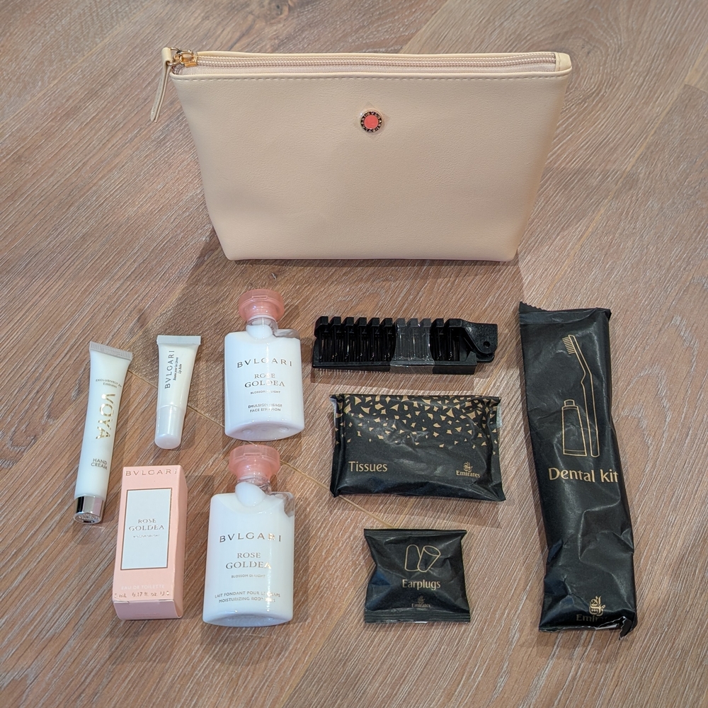 Emirates Bvlgari Rose Goldea Travel Set with Cosmetic Bag